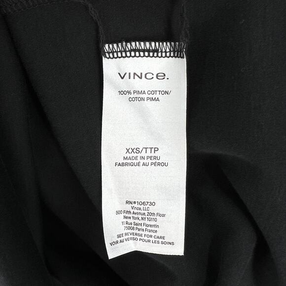 VINCE Sleeveless Midi Faux Wrap Dress Womens XXS Black Square Neck Cotton - Picture 9 of 13